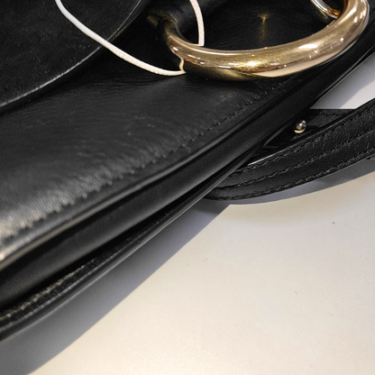 Chloé Faye Small size Black Leather Crossbody Bag Single Shoulder Bag Golden hardware-(SKU)-929268021