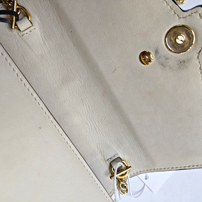 GUCCI Sylvie Super mini White Cowhide Stripe Strap Serbia Single Shoulder Bag Tote Golden hardware Removable shoulder strap-(SKU)-948580042