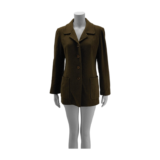 Chloé XLcode Beige Khaki Green Wool Women's Long Sleeve Mid-Length Other Jacket-(SKU)-12644480