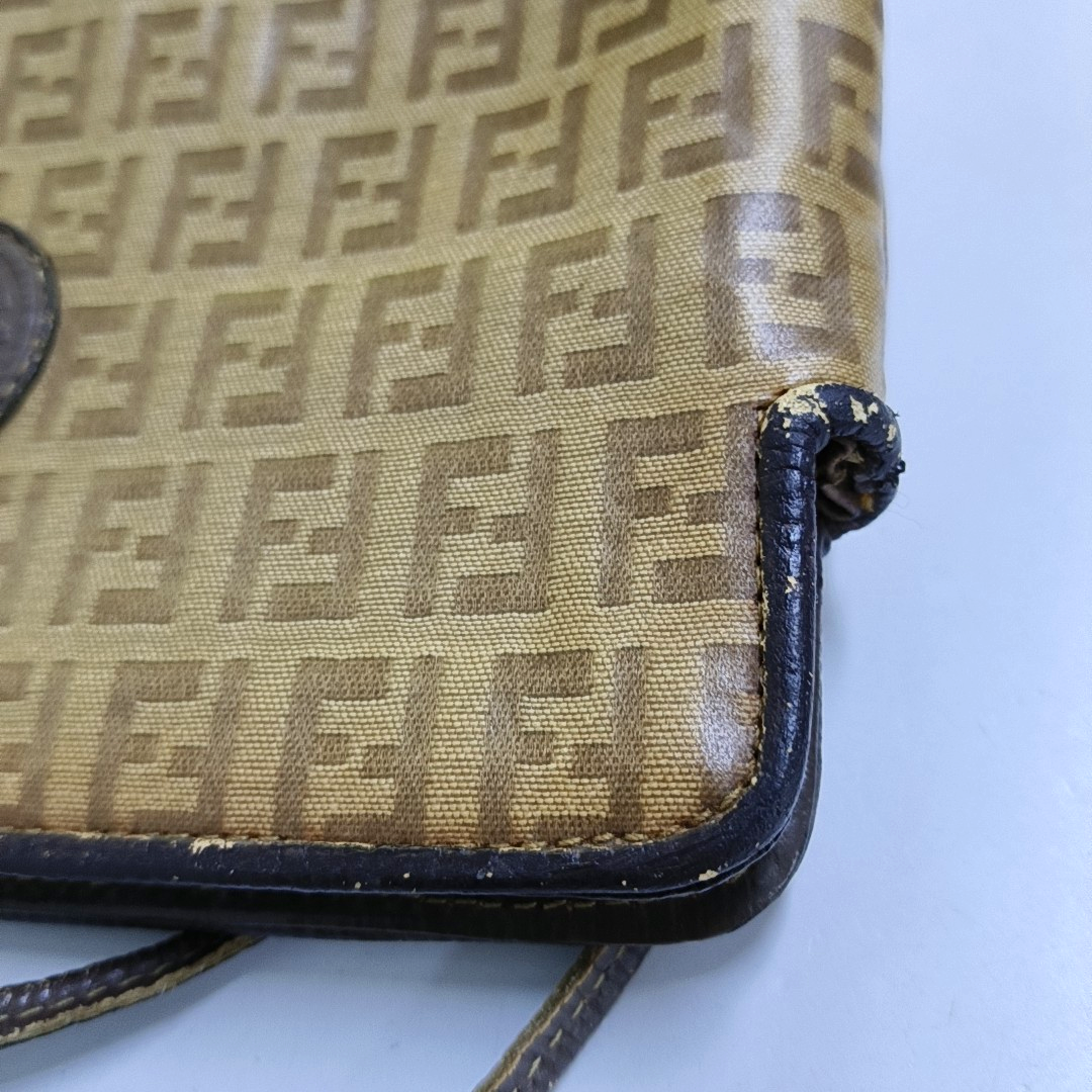 FENDI 棕色涂层帆布双F斜挎包 Silver Hardware-(SKU)-948081952