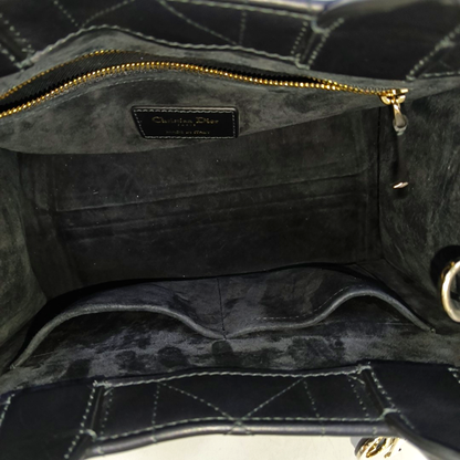 DIOR Book Tote Small Size Black Calfskin Cannage Quilted Single Shoulder Bag Tote Crossbody with Gold Hardware Removable Shoulder Strap-(SKU)-959333294