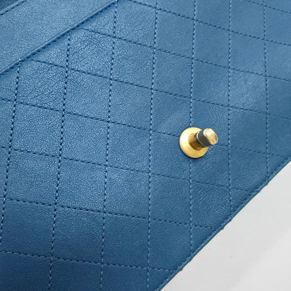 CHANEL FRONT CHAIN FLAP BAG Blue Lamb Skin Quilted Shoulder Bag with Chain Strap, Gold Hardware, 24 Flap-(SKU)-966738258