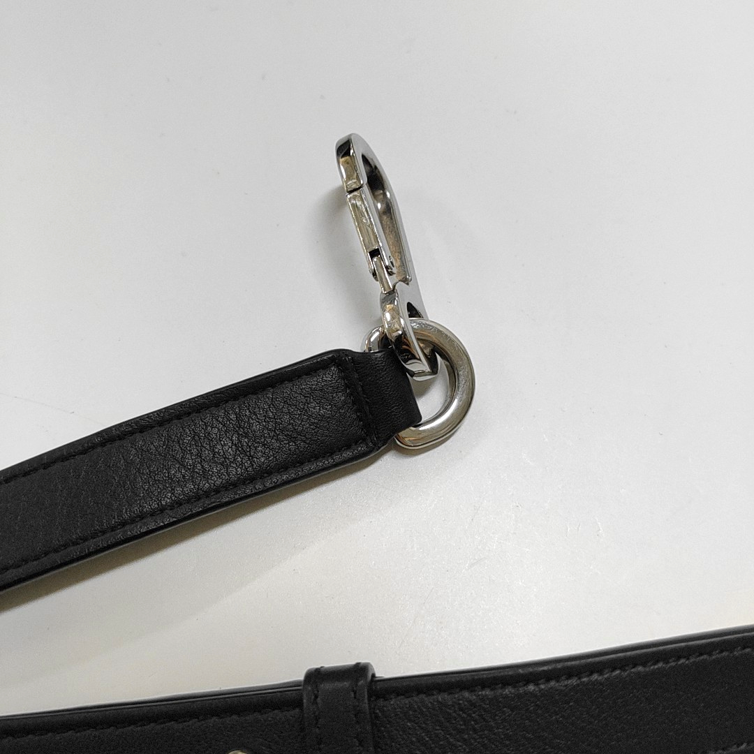 LOEWE Puzzle Small Black Leather Geometric Crossbody Shoulder Tote Bag Silver Hardware Removable Strap-(SKU)-964289240