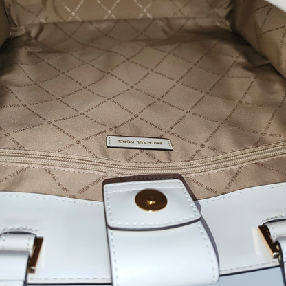 MICHAEL KORS Mercer Yellow Coated Canvas Monogrammed Single Shoulder Bag Handbag Golden hardware-(SKU)-937777221