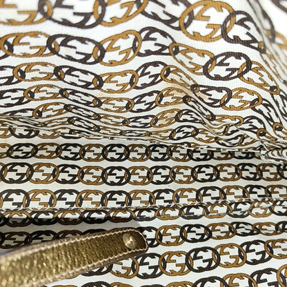 GUCCI Princy Khaki Canvas Monogram Tote Bag Single Shoulder Bag Golden hardware-(SKU)-960034961