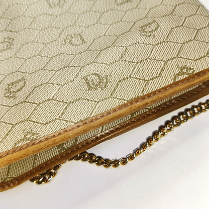 DIOR Khaki Coated Canvas Monogram Printed Shoulder Bag Golden hardware-(SKU)-957692854