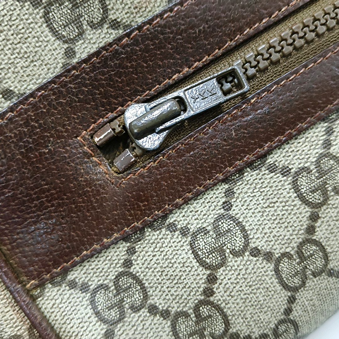 GUCCI Sherry Khaki Coated Canvas Monogram Flower Shoulder Bag Crossbody Silver Ruthenium Hardware Removable shoulder strap-(SKU)-959364855