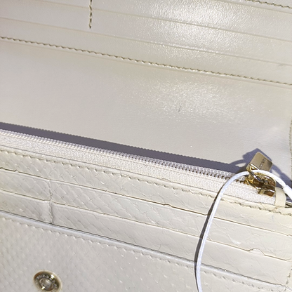 BURBERRY White snake skin wallet Golden hardware-(SKU)-935689724