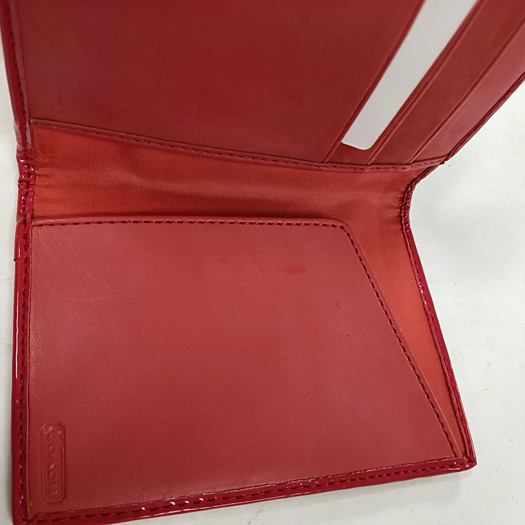 COACH Pink Patent Leather Old Flower Embossed Wallet Silver Hardware Vintage model-(SKU)-12674757