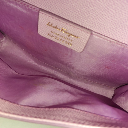 FERRAGAMO Ginny Purple Calf Leather Crossbody Bag Golden hardware Removable shoulder strap-(SKU)-940121051
