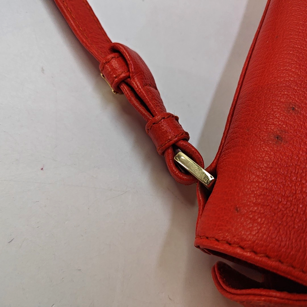 CELINE Red Calf Leather Crossbody Shoulder Bag Tote Golden hardware-(SKU)-941984200