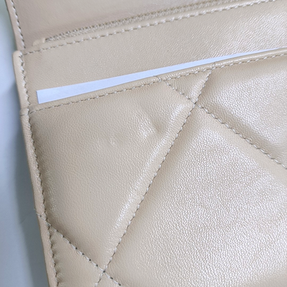 CHANEL CHANEL 19 WOC Beige Lamb Skin Quilted Stitched Crossbody Shoulder Bag Handbag Tote Bag Golden Silver Rhodium Hardware 31 Clasp-(SKU)-949178375