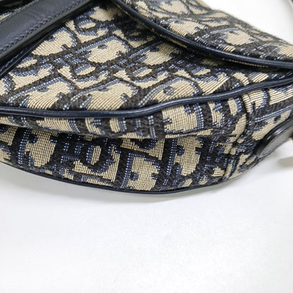 DIOR Saddle Small Size Blue Canvas Monogram Saddle Bag Single Shoulder Bag Golden Hardware-(SKU)-966733387
