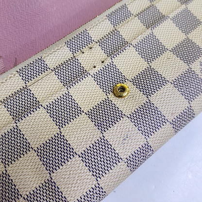 LOUIS VUITTON EMILIE White Coated Canvas Checkered Wallet Golden hardware-(SKU)-954698850