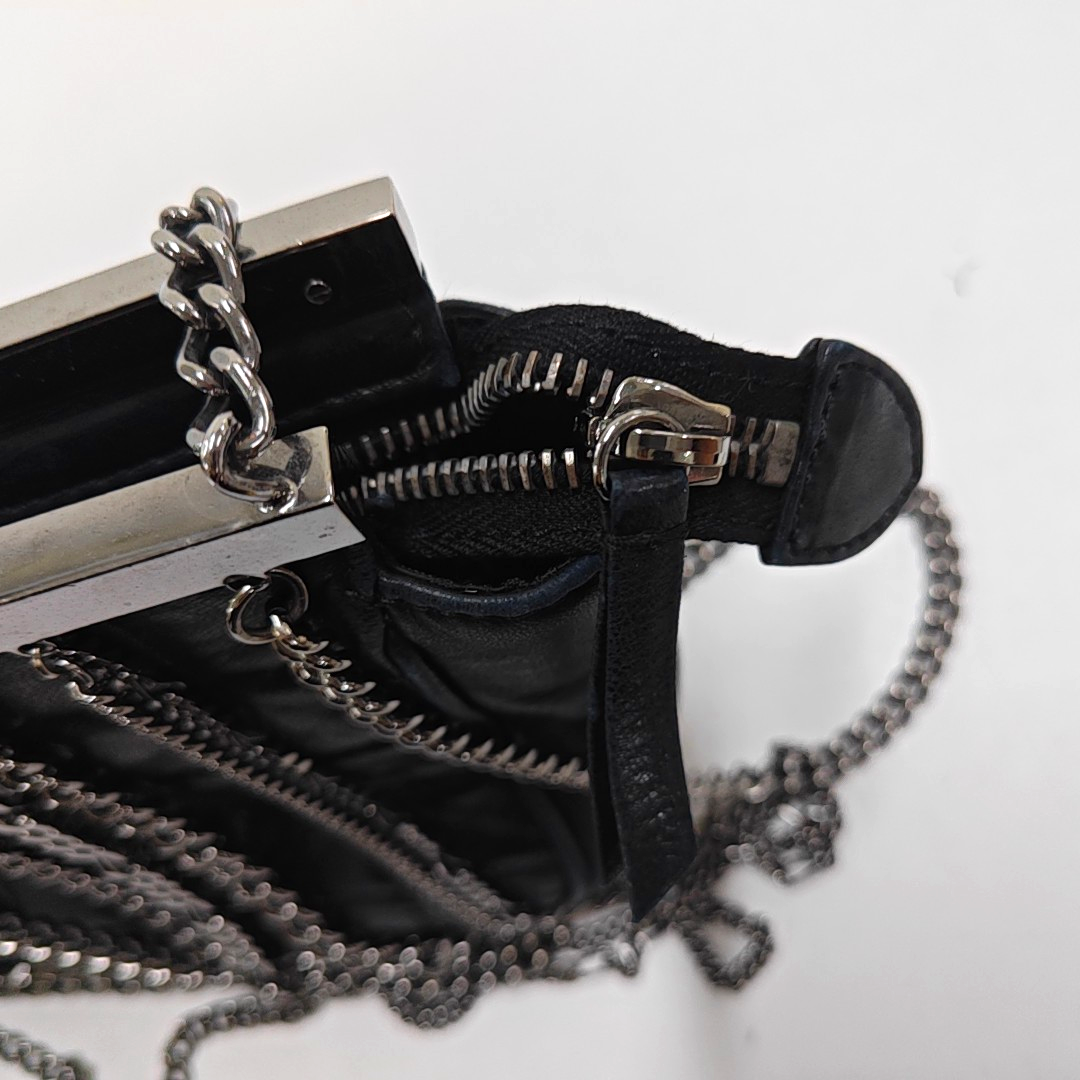 CHANEL CHOCOLATE BAR Black Lamb Skin Quilted Shoulder Bag, Handbag with Silver Hardware, 8 compartments-(SKU)-946413331