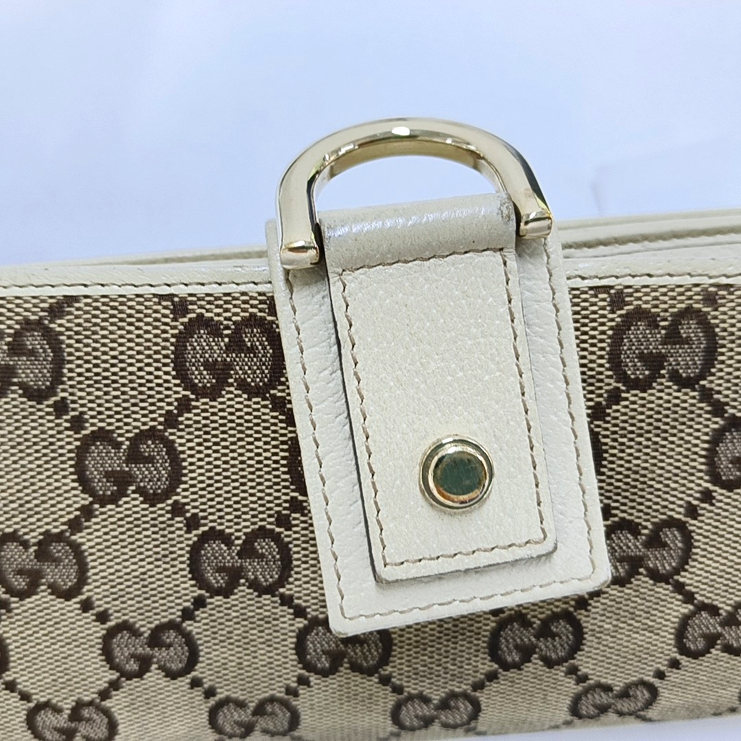 GUCCI Khaki Canvas Monogrammed Wallet Golden hardware-(SKU)-956740009