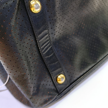 PRADA Promenade Black Leather Cut-Out Handbag Golden hardware-(SKU)-954408142