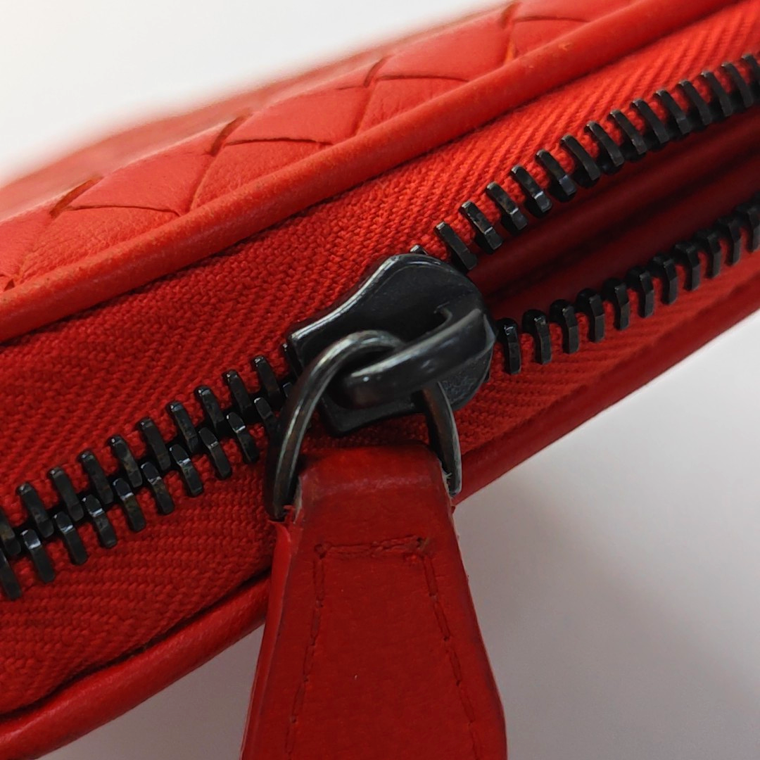 BOTTEGA VENETA Red Sheepskin Weave Wallet Ruthenium color hardware-(SKU)-949846993