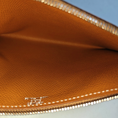 HERMÈS Atout Gold BrownEpsom牛皮手拿包 Silver Hardware Astamp-(SKU)-948732539