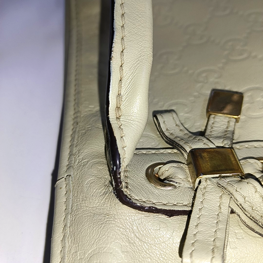 GUCCI Beige cowhide monogram handbag single shoulder bag Golden hardware-(SKU)-937625494