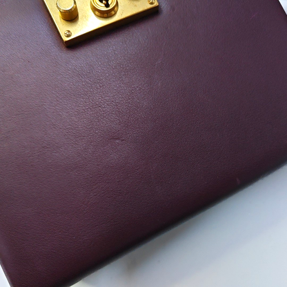 DIOR Dioraddict Small Burgundy Leather Crossbody Bag, Shoulder Bag, Golden Hardware, Removable Strap-(SKU)-945647624