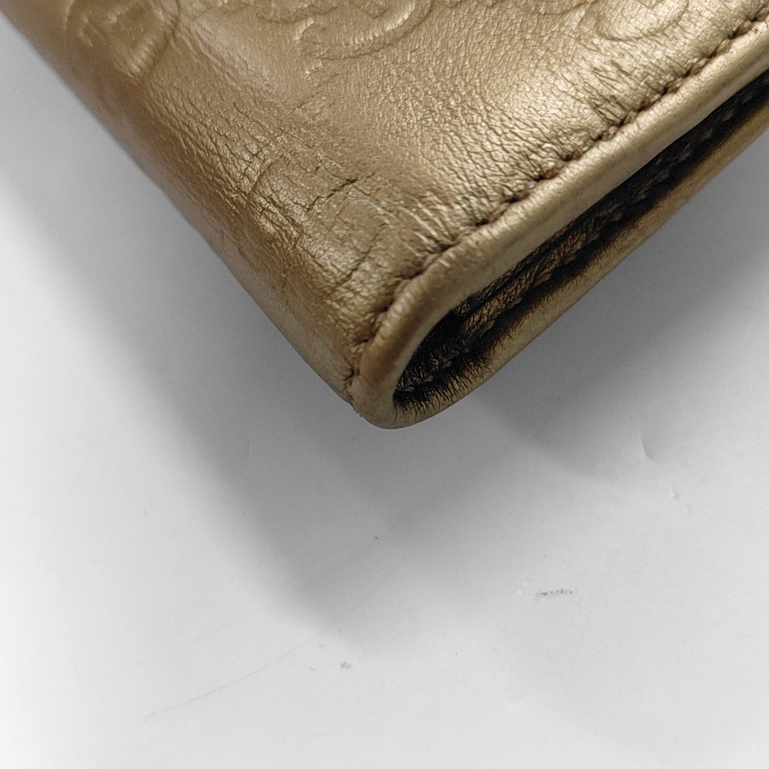 GUCCI Signature金色牛皮老花,压纹钱包-(SKU)-13768073