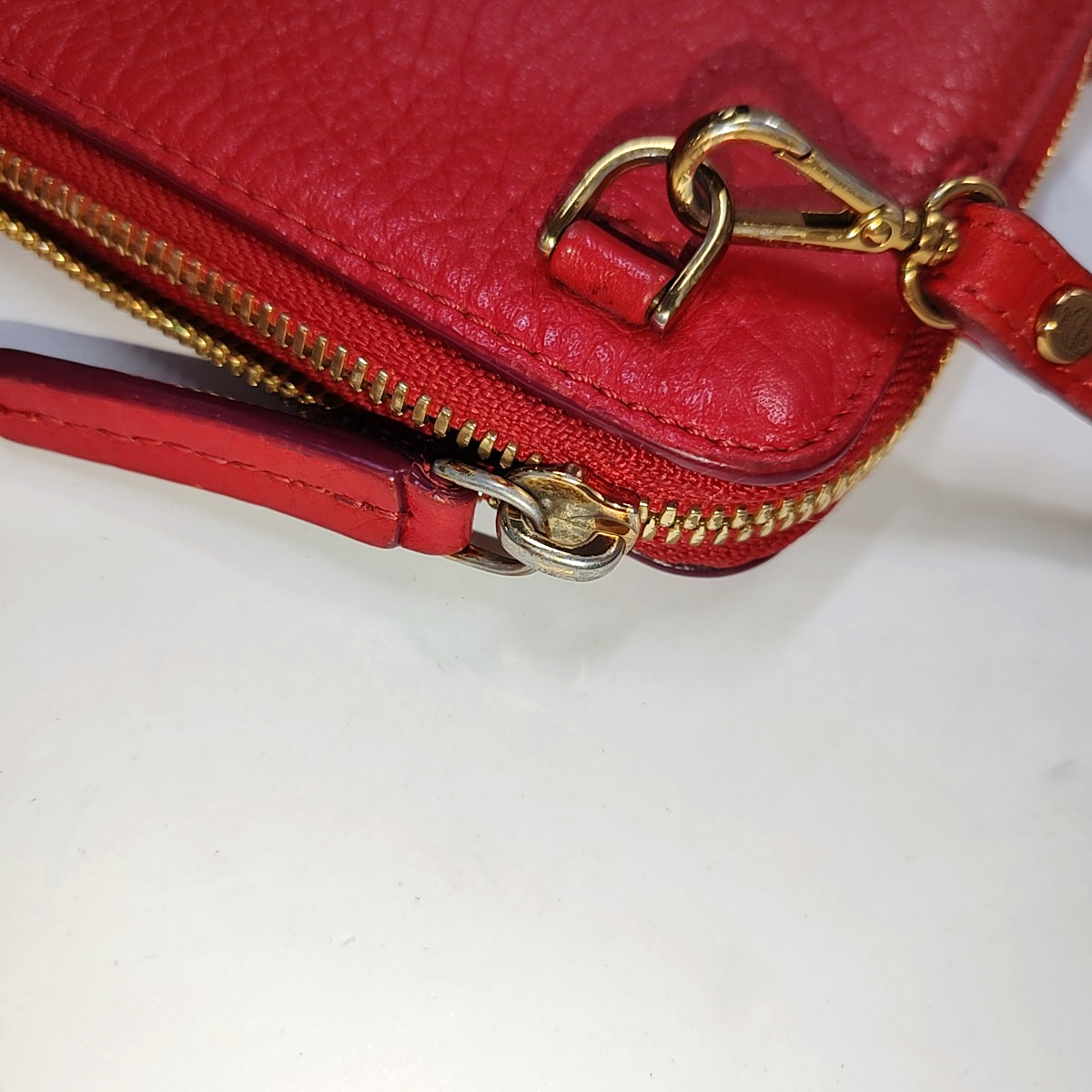 MCM Red Leather Rivet Embellished Crossbody Shoulder Bag Golden Silver Hardware Removable shoulder strap-(SKU)-942099905