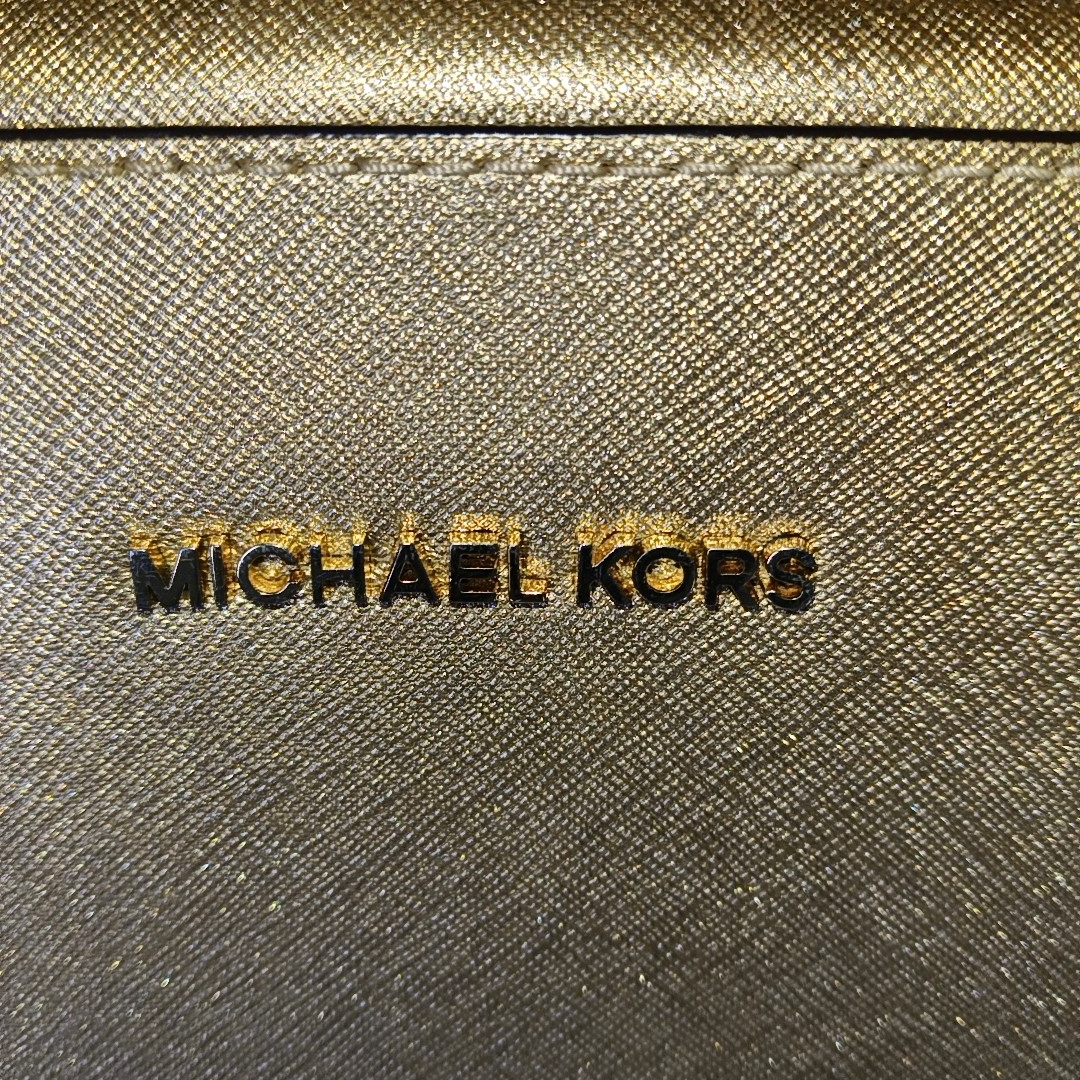 MICHAEL KORS Camera Bag Medium size Champagne Leather Embossed Crossbody Bag Single Shoulder Bag Golden hardware-(SKU)-937395543