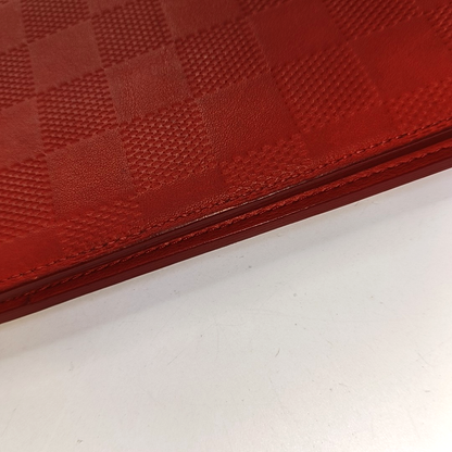LOUIS VUITTON BRAZZA Orange Cowhide Checkered Logo Wallet Ruthenium color hardware-(SKU)-951249626