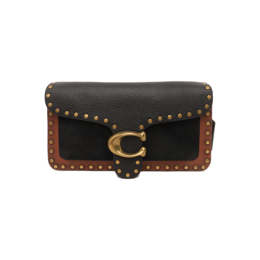 COACH TABBY 26 Black Leather Studs Crossbody Shoulder Bag Tote Shoulder Bag Golden hardware shoulder straps-(SKU)-940019966