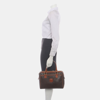 CELINE MACADAM Brown Coated Canvas Triumph Tote Bag Golden hardware-(SKU)-935552014