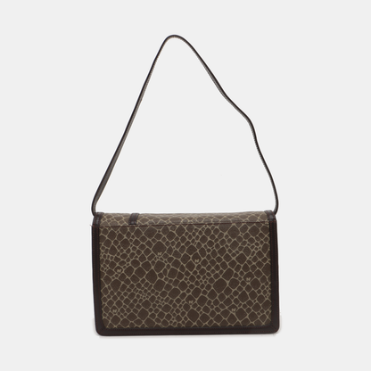 NINA RICCI Khaki Coated Fabric Monogram Single Shoulder Bag Handbag Golden hardware Removable shoulder strap-(SKU)-935601864