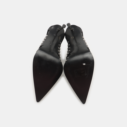 Alexander McQUEEN 37code Spring and Autumn Black Leather Studs Women's High Heels-(SKU)-933862012