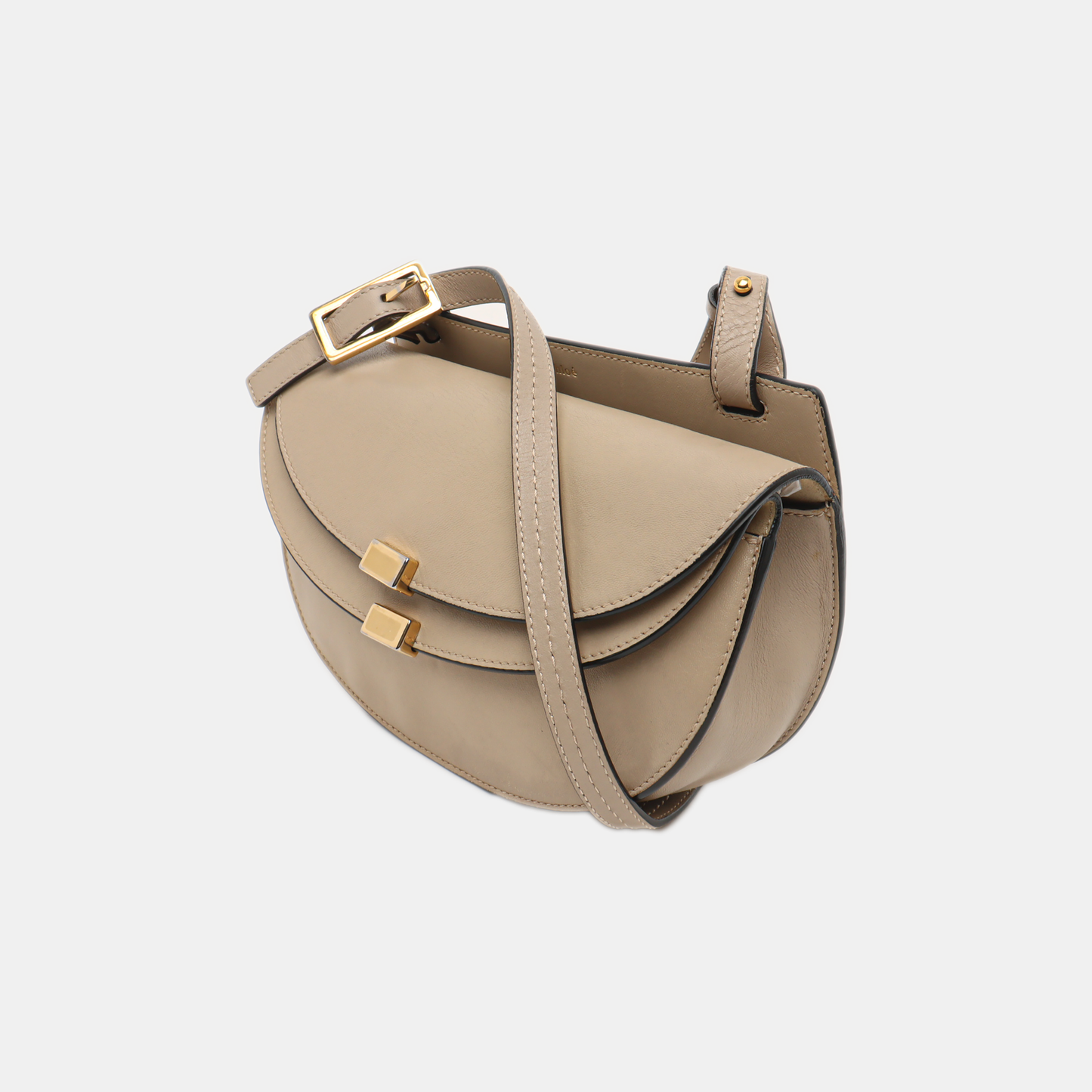 Chloé Georgia Light Gray Cowhide Crossbody Bag Golden hardware Removable shoulder strap-(SKU)-14414002
