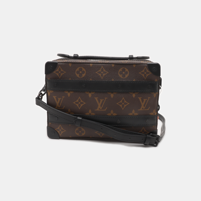 LOUIS VUITTON SOFT TRUNK Brown Coated Canvas Monogram Handbag Crossbody Shoulder Bag Black Hardware-(SKU)-14509670