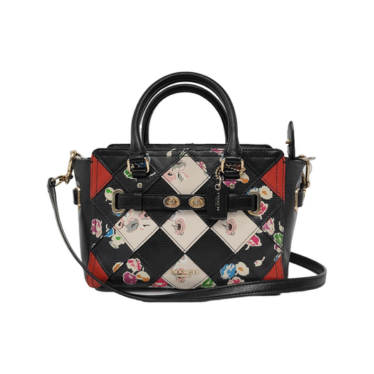 COACH SWAGGER Multicolor Leather Print Woven Crossbody Shoulder Bag Tote Golden hardware Removable shoulder strap-(SKU)-944220951