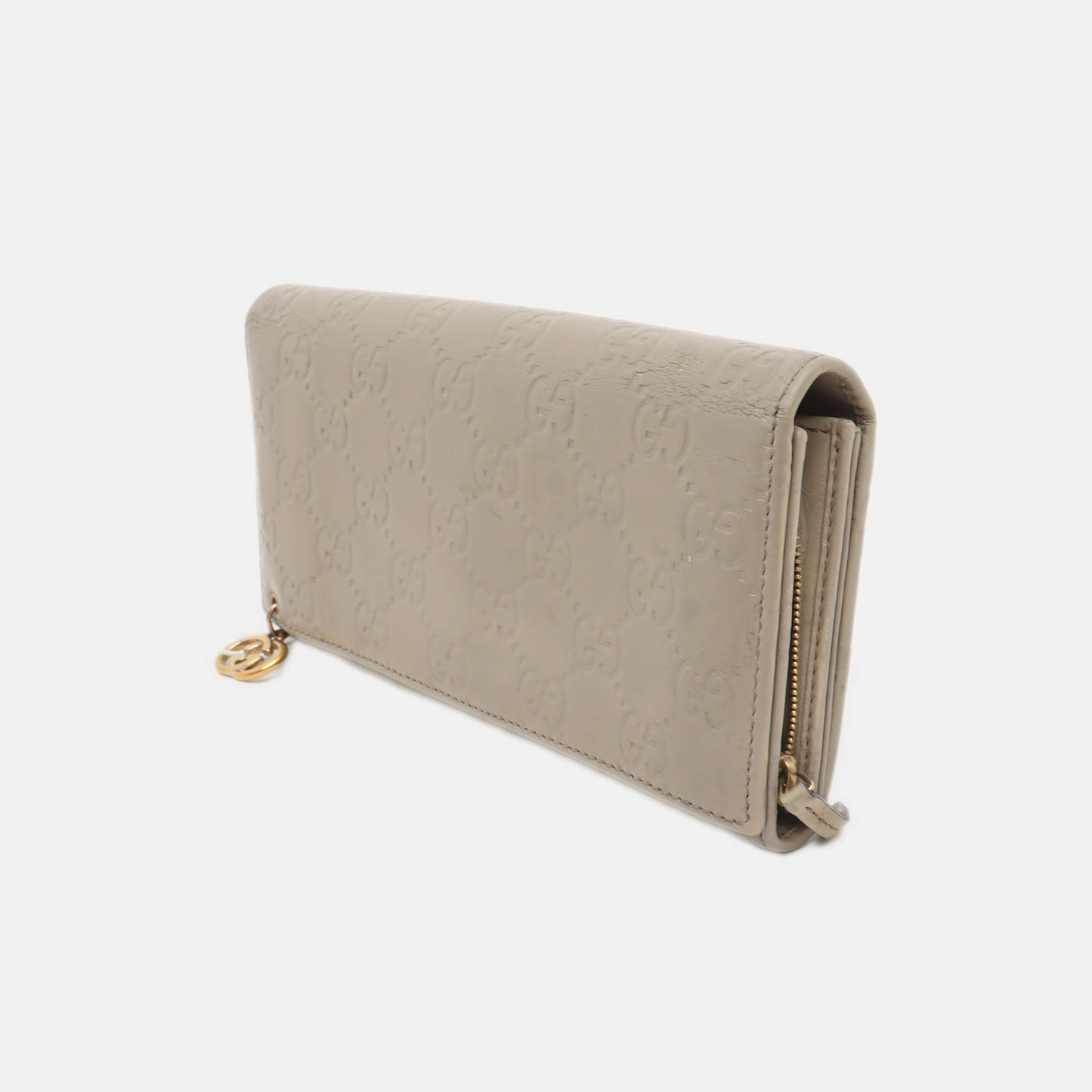 GUCCI Microguccissima Light Gray Cowhide Vintage Embossed Wallet Golden hardware-(SKU)-14418012