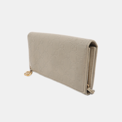 GUCCI Microguccissima Light Gray Cowhide Vintage Embossed Wallet Golden hardware-(SKU)-14418012