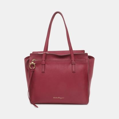 FERRAGAMO Amy Medium size Fuchsia Cowhide Leather Shoulder Bag Golden hardware-(SKU)-939936787