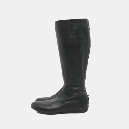 GUCCI 36code Autumn Winter Black Leather Women's Tall Boots-(SKU)-933739964