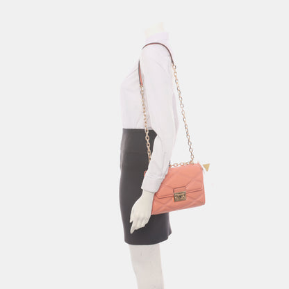 MICHAEL KORS Serena Medium size Blush Pink Leather Quilted Shoulder Bag Crossbody Bag Tote Bag Golden hardware-(SKU)-936596996