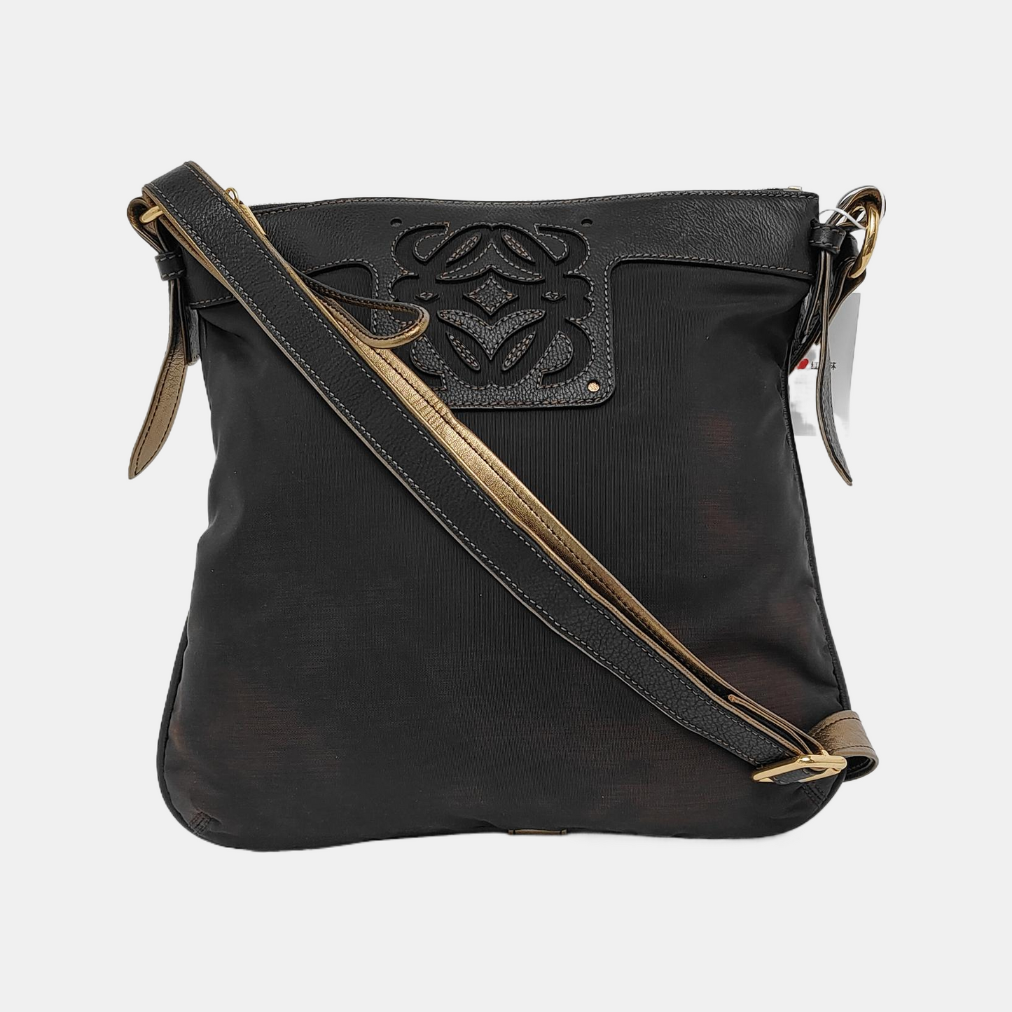 LOEWE Black Canvas Single Shoulder Bag Crossbody Bag Silver Hardware-(SKU)-943657532