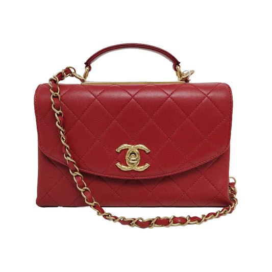 CHANEL TRENDY CC Red Calfskin Quilted Single Shoulder Bag Tote with Gold Hardware, 30 Clasp-(SKU)-946084069