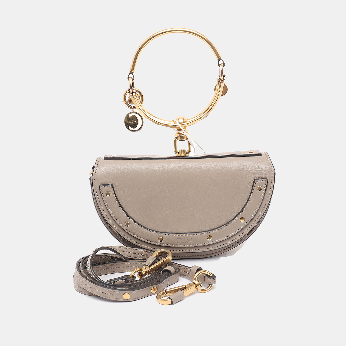 Chloé Nile Gray cowhide crossbody shoulder bag handbag Golden hardware Removable shoulder strap-(SKU)-928919130