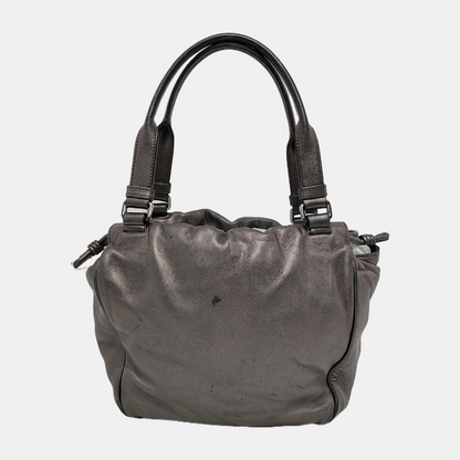 LOEWE Gray Cow Leather Handbag Shoulder Bag Silver Hardware-(SKU)-945383278