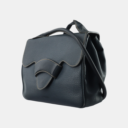LOEWE Barcelona Dark Blue Cowhide Single Shoulder Bag Crossbody Bag Golden hardware-(SKU)-932491494