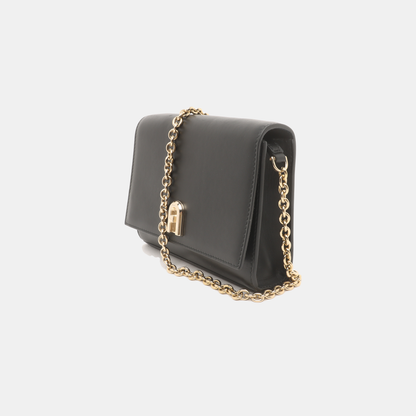 FURLA Black Leather Crossbody Bag Golden hardware Removable shoulder strap-(SKU)-14470958