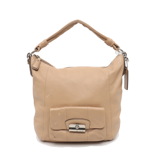 COACH Khaki Leather Single Shoulder Bag Tote Bag Crossbody Bag Silver Hardware Removable shoulder strap-(SKU)-929318439
