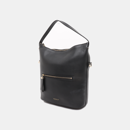 MODALU Bucket bag Black Leather Single Shoulder Bag Handbag Crossbody Golden hardware Removable shoulder strap-(SKU)-14487317