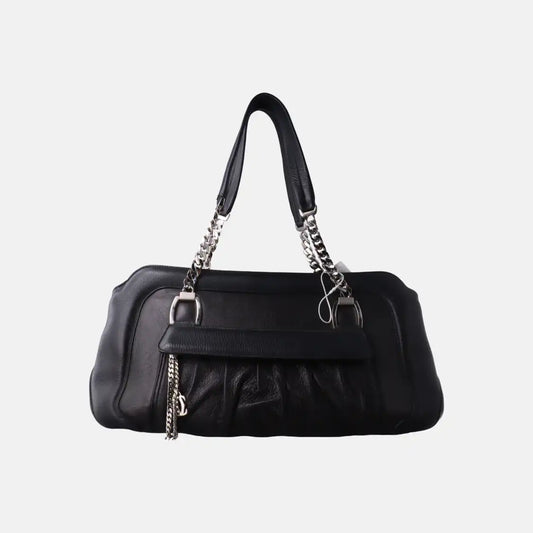 Cartier Tote bag Black Leather Single Shoulder Bag Silver Hardware-(SKU)-932283889